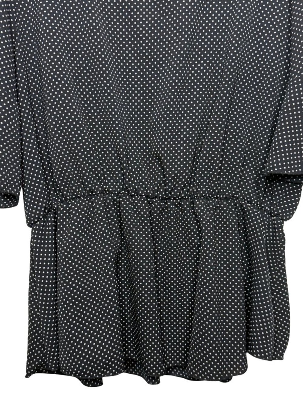 OMT Fashions Polka Dot Peplum Blouse Size 1X Black White Flutter Sleeve - Picture 4 of 10